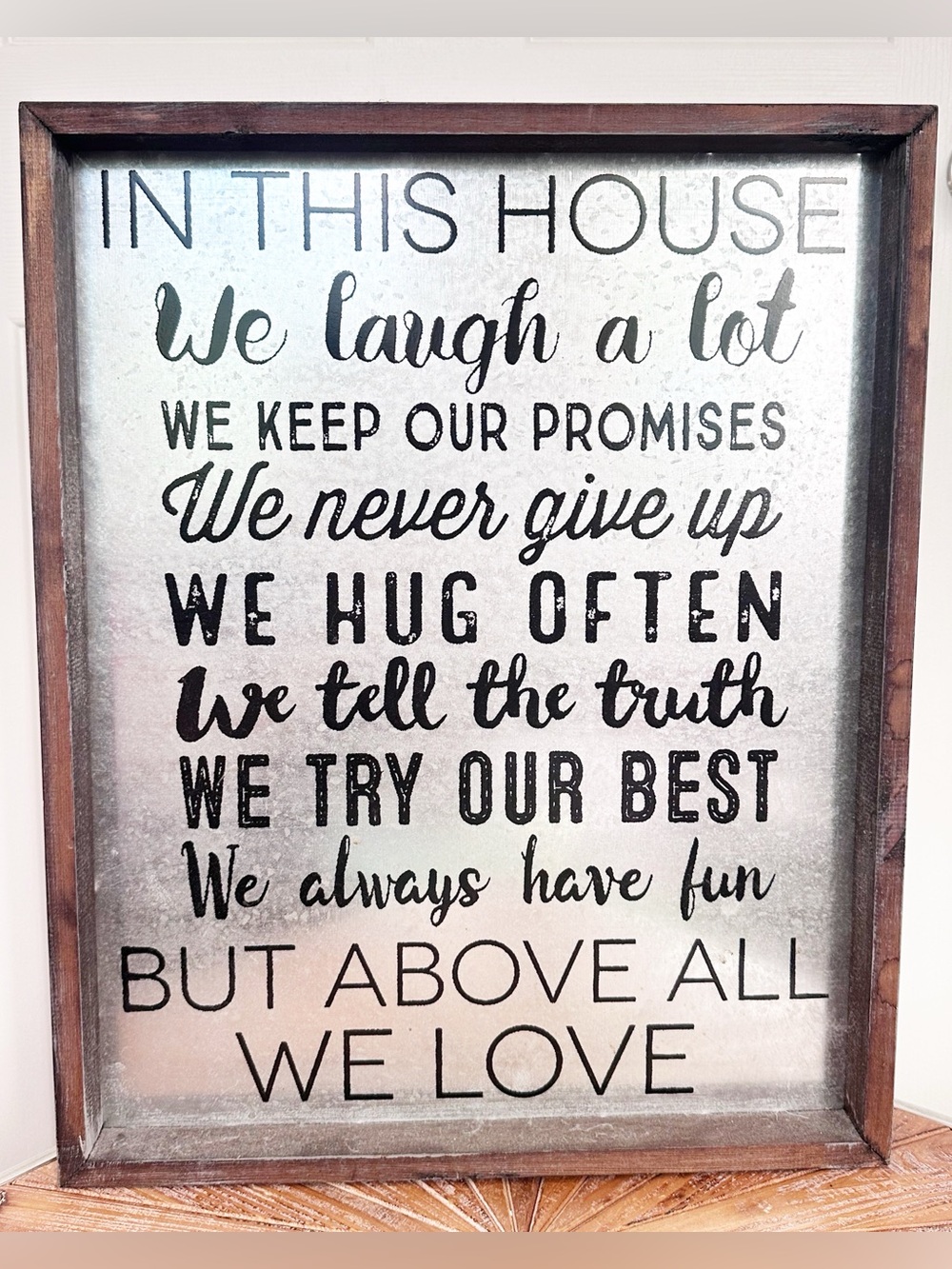 Rustic Wood & Silver "In This House" Inspirational Wall Sign